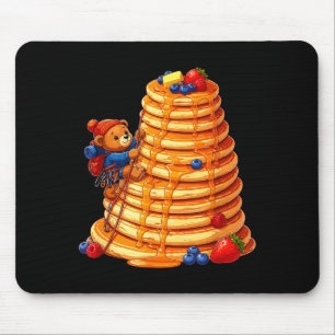 Tapis De Souris Ours grimpeur sur pile de crêpes géantes petit-déj