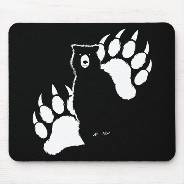 Tapis De Souris Ours grizzli et empreintes (Devant)