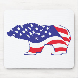 Tapis De Souris Ours grizzli patriotique