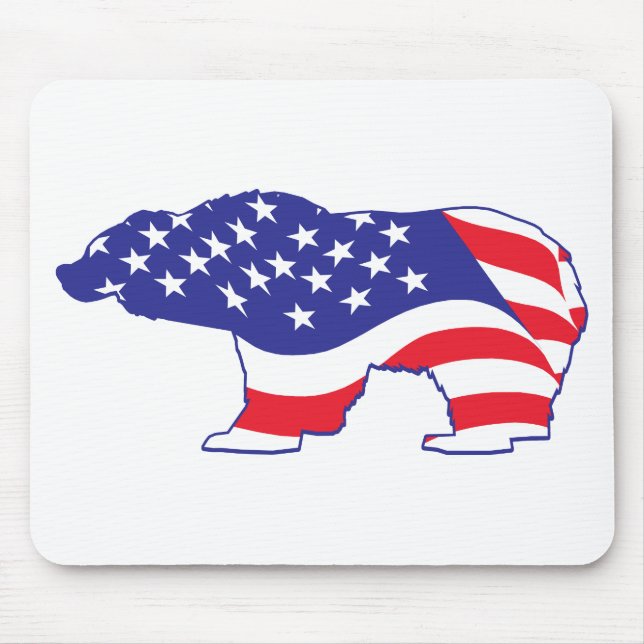 Tapis De Souris Ours grizzli patriotique (Devant)