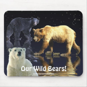 TAPIS DE SOURIS OURS GRIZZLY, OURS NOIR ET OURS POLAIRE