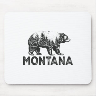 Tapis De Souris Ours Grizzly Retro Montana Nature Randonnée Campin