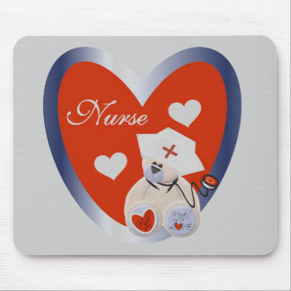Tapis De Souris Ours-infirmière avec T-shirts et cadeaux de coeur