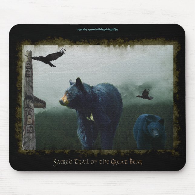 Tapis De Souris Ours noirs, Ravins & Totem-Pole Faune Mousepad (Devant)
