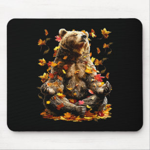 Tapis De Souris Ours Pacifique Feuilles D'automne Méditation Zen A