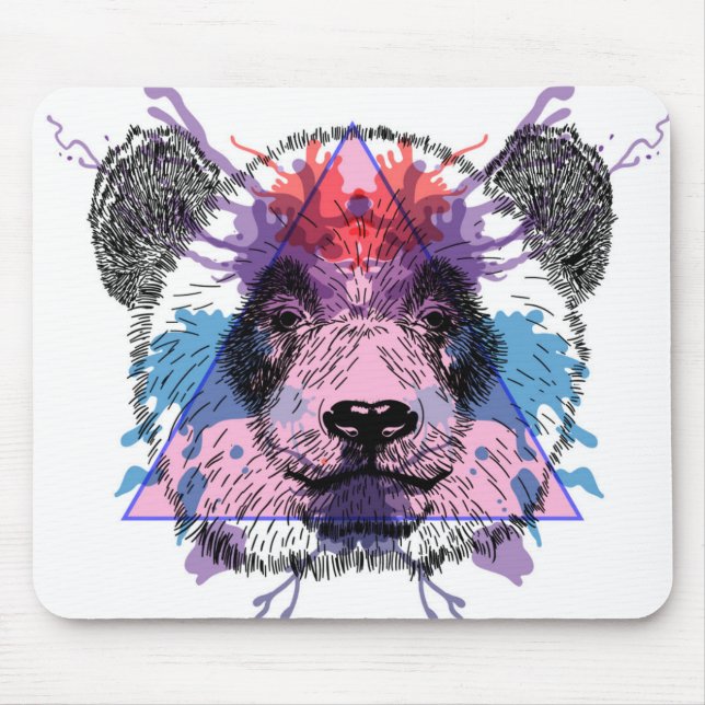 Tapis De Souris Ours panda géométrique (Devant)
