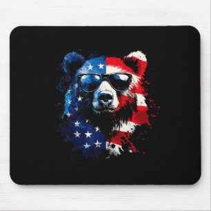 Tapis De Souris Ours Patriote Drapeau Américain Ours Grizzly 4 Jui