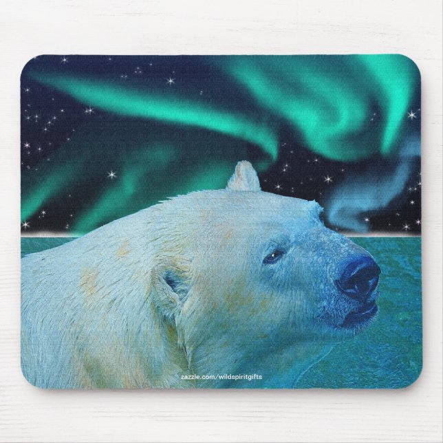 Tapis De Souris Ours Polaire & Aurora Borealis Art Mousepad (Devant)