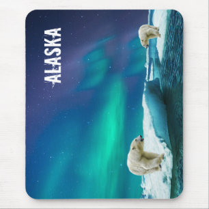 Tapis de souris ours polaire avec aurores boréales