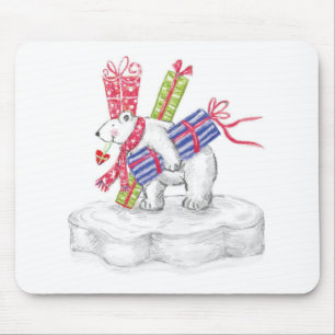 Tapis De Souris Ours polaire de dessin animé mignon avec cadeaux d
