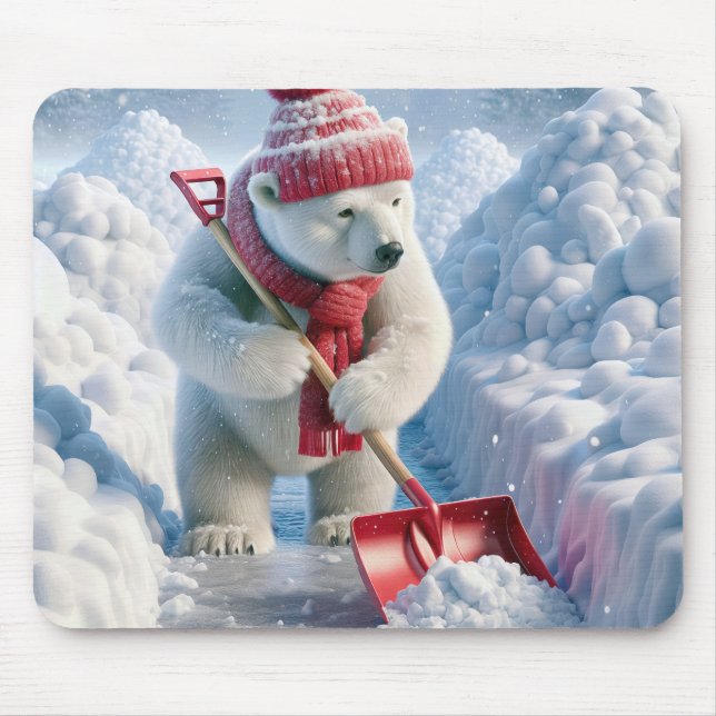 Tapis De Souris Ours Polaire De Noël Avec Chaussure Rouge (Devant)