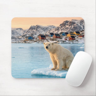 Tapis De Souris Ours polaire du Groenland flottant sur la glace