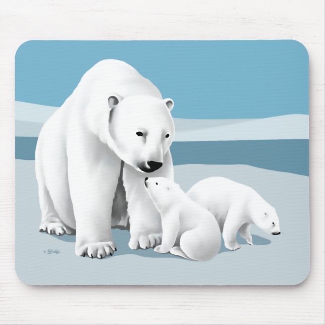 Tapis De Souris Ours polaire et oursons (Devant)