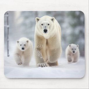 Tapis De Souris Ours polaire Famille animal errant