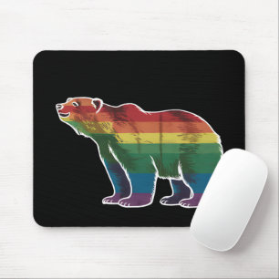 Tapis De Souris Ours Polaire Rétro Arc-en-Ciel Lesbienne LGBT Fier