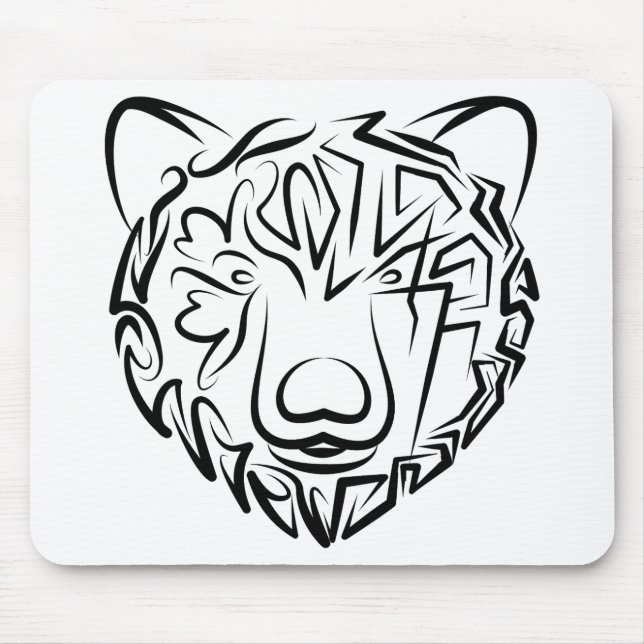 Tapis De Souris Ours tribal noir et blanc (Devant)
