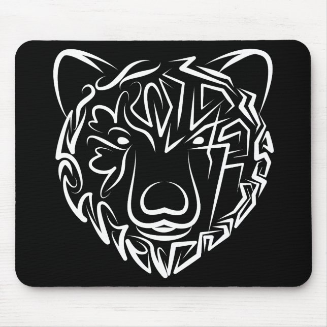 Tapis De Souris Ours tribal noir et blanc (Devant)