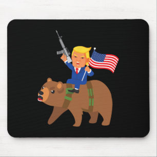 Tapis De Souris Ours Trump Pistolet Merica Élection Donald Républi