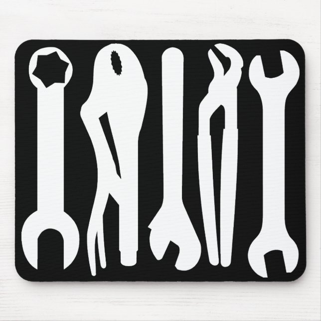 Tapis De Souris Outils - Blanc sur noir (Devant)