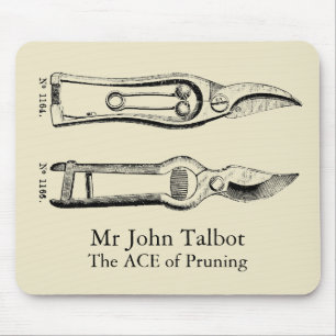 Tapis De Souris Outils de jardinage d'illustrations vintages Prune