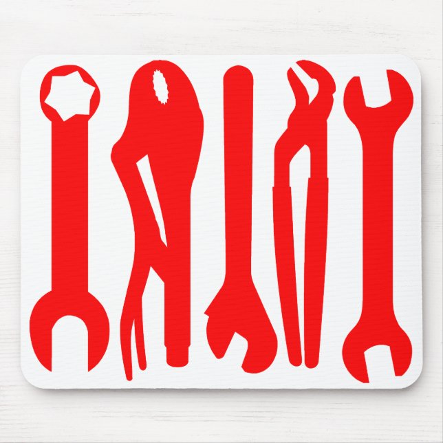 Tapis De Souris Outils - Rouge sur blanc (Devant)
