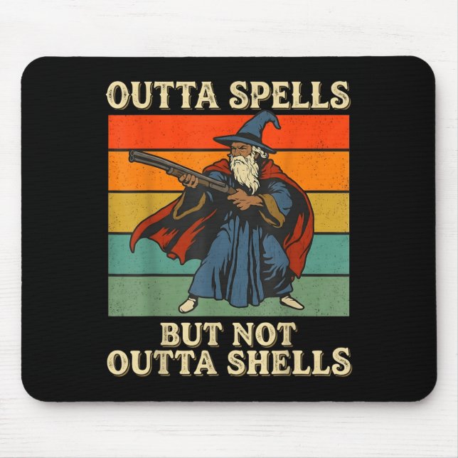 Tapis De Souris Outta Spells But Not Outta Shells Wizard Retro Fan (Devant)
