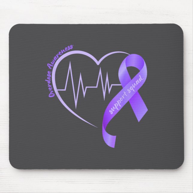 Tapis De Souris Overdose Awareness Month Purple Ribbon Heart Suprt (Devant)