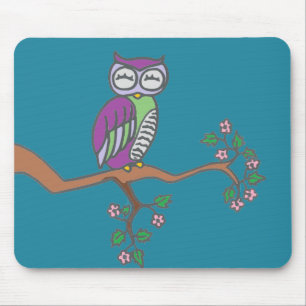 Tapis De Souris Owl art Night Blue