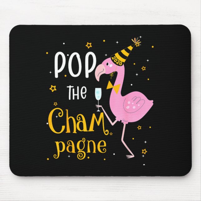 Tapis De Souris P The Champagne It's New Year! Funny Flamingo Drin (Devant)