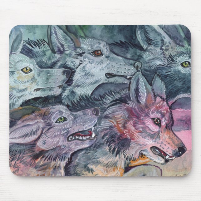Tapis De Souris Pack Wolf aquarelle (Devant)