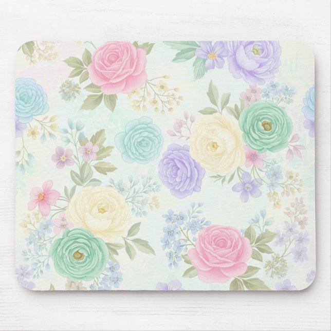 Tapis De Souris Pad à souris Pastel Floral (Devant)
