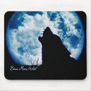 Tapis De Souris Pad de loup de lune bleue