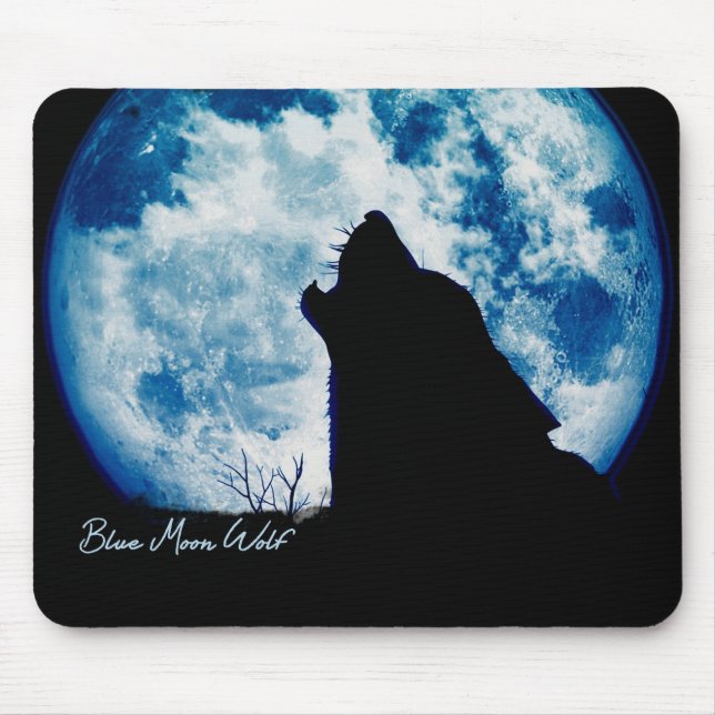 Tapis De Souris Pad de loup de lune bleue (Devant)