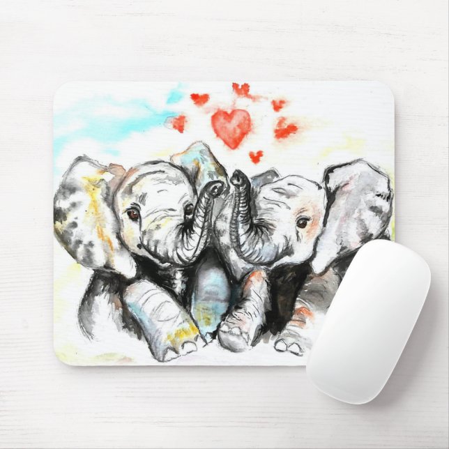 Tapis De Souris Pad de souris à deux éléphants (Avec souris)