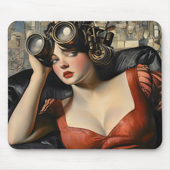 Tapis De Souris Pad de souris femme Steampunk (Devant)