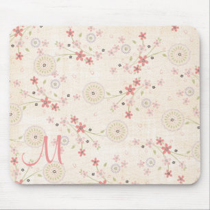 Tapis De Souris Pad de souris monogramme floral rose personnalisab