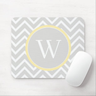 Tapis De Souris Pad de souris monogramme jaune Chevron