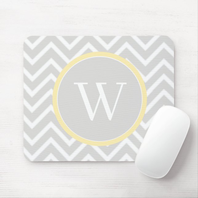 Tapis De Souris Pad de souris monogramme jaune Chevron (Avec souris)