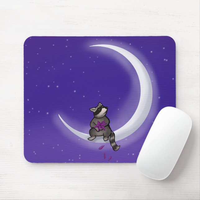 Tapis De Souris Pad de souris Moon Raccoon (Avec souris)