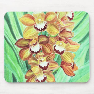Tapis De Souris Pad de souris - Orchidées orange et jaune