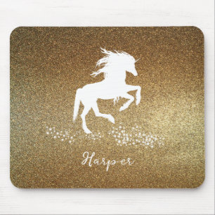 Tapis De Souris Pad de souris Unicorne Parties scintillant or