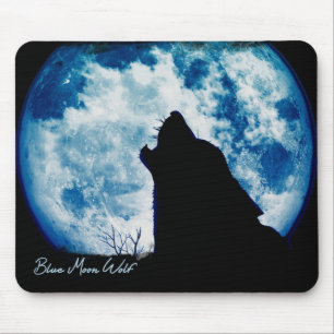 Tapis De Souris Pad de souris Wolf Lune Bleue
