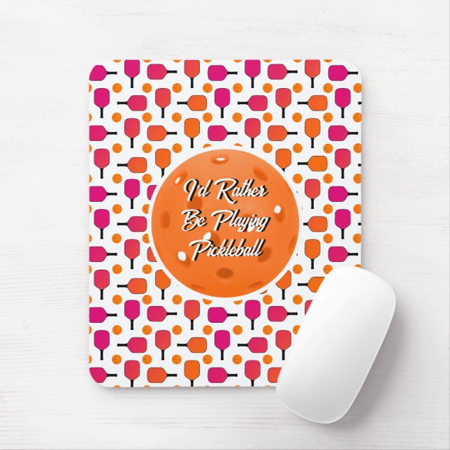 Tapis De Souris Paddle Pickleball Pink & Orange Pickleball Party (Avec souris)