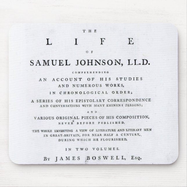 Tapis De Souris Page titre, 'de la vie de Samuel Johnson (Devant)