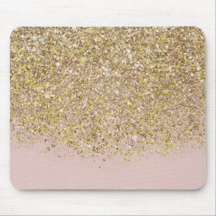 Tapis De Souris Pailleté rose et or Moderne Tendance Glamour Chic 