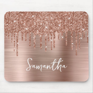 Tapis De Souris Paillettes de rose doré qui dégoulinent Glamour No