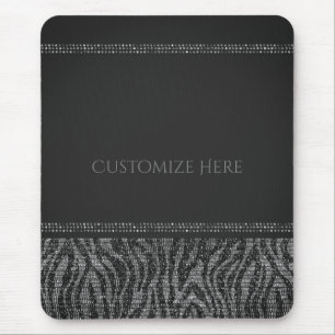 Tapis De Souris Paillettes de scintillement de zèbre Glam Chic Mod