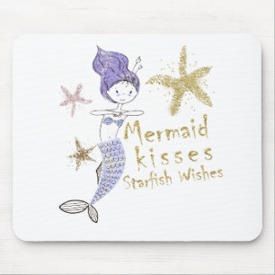 Tapis De Souris Paillettes d'Or Violet Sirène de Vœux Baisers d'Ét
