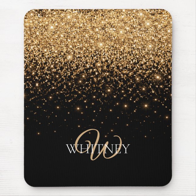 Tapis De Souris Paillettes dorées scintillement élégant luxe Textu (Devant)
