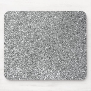 Tapis De Souris Paillettes Faux Bokeh Argent Brillantes